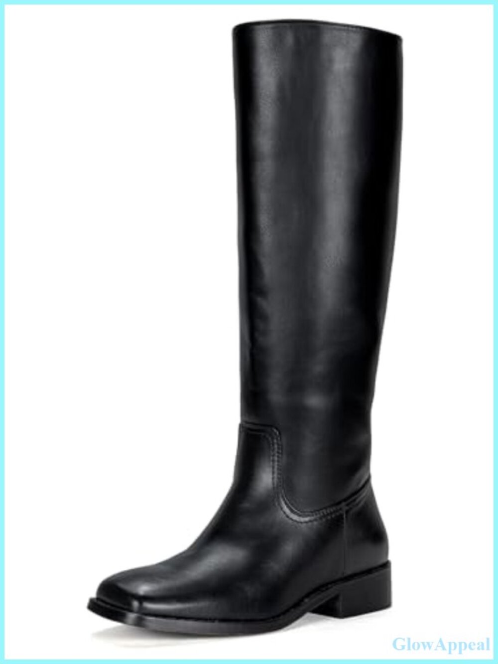 Women's Tall Knee High Square Toe Riding Boots Low Block Heel Faux Leather